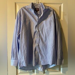 Johnston & Murphy Shirt Mens Large Plaid Button Down Casual Long Sleeve Dress